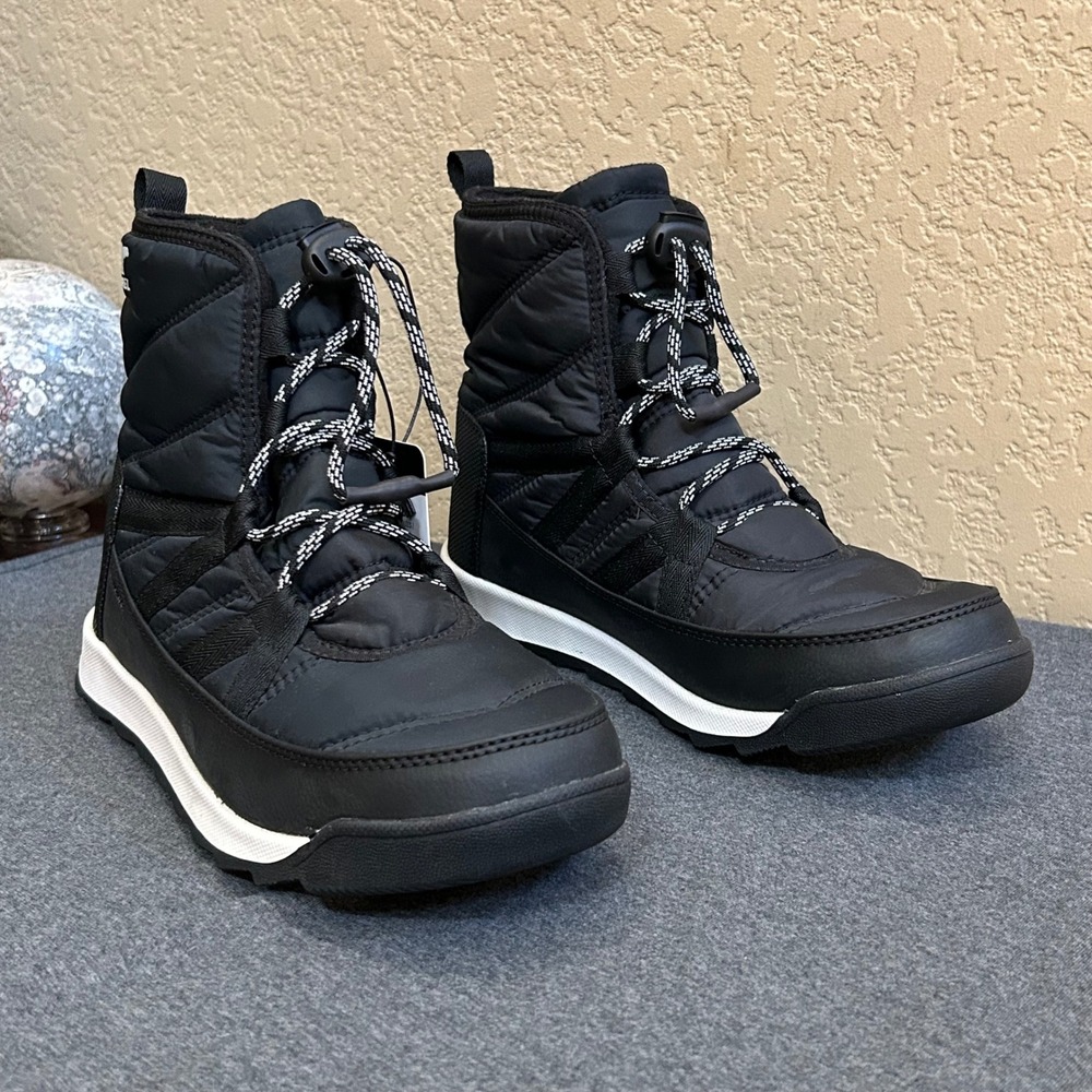 Sorel Whitney II Short Lace Waterproof Winter Boots Youth 7Y Black NWT